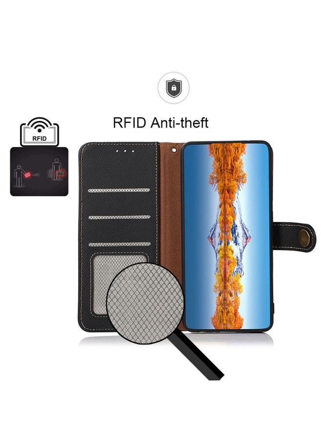 S-TOP Case For Samsung Galaxy M13 4G KHAZNEH Custer Genuine Leather RFID Phone Case - Image 4