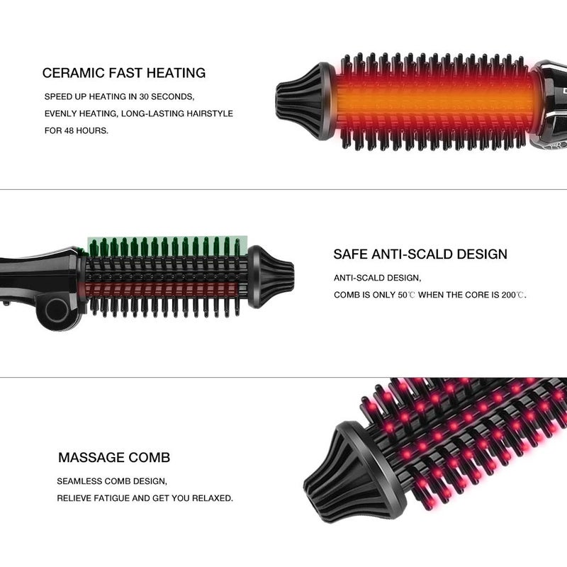 woobles Ionic Ceramic Thermal Brush, Foldable Hot Brush Curling Iron Comb for Styling & Frizz Control - Image 4