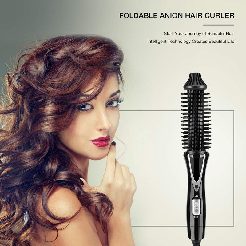 woobles Ionic Ceramic Thermal Brush, Foldable Hot Brush Curling Iron Comb for Styling & Frizz Control - Image 3