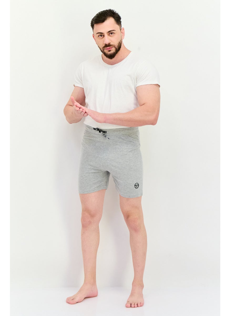 Sergio Tacchini Men Brand Logo Pajama Shorts, Grey  - Image 4