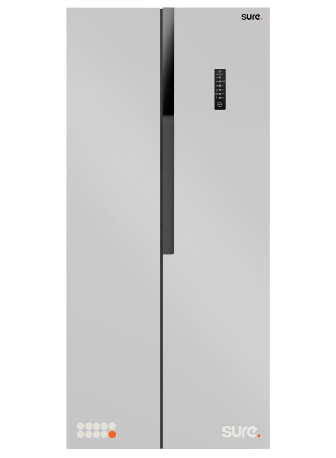 SURE 673L Gross, 403L Net Side-by-Side Refrigerator, 270L Freezer Capacity, Inverter Compressor, Frost Free, Touch Control Panel, LED Door Display, Silent Operation, Inox Finish, RSF-673 RSF-673 Inox Finish - Image 1