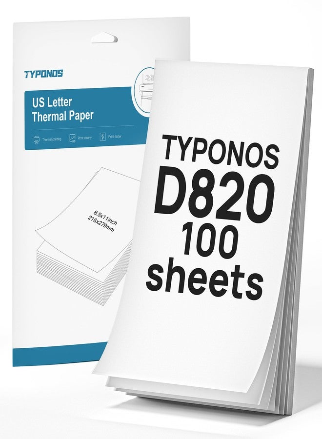 TYPONOS D820 Thermal Printer Paper 8.5 x 11 Inch US Letter Size, Advanced Thermal printing Paper Compatible with D820 Portable Printer, 100 Sheets - Image 1