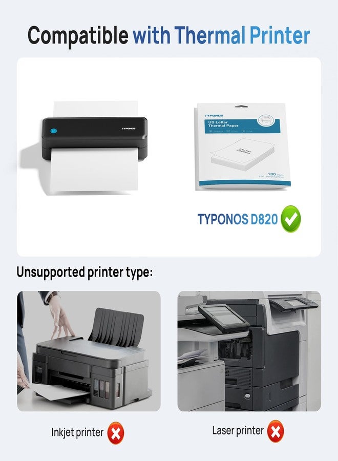 TYPONOS D820 Thermal Printer Paper 8.5 x 11 Inch US Letter Size, Advanced Thermal printing Paper Compatible with D820 Portable Printer, 100 Sheets - Image 4