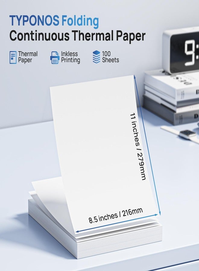 TYPONOS D820 Thermal Printer Paper 8.5 x 11 Inch US Letter Size, Advanced Thermal printing Paper Compatible with D820 Portable Printer, 100 Sheets - Image 2