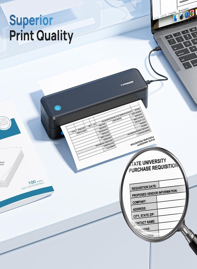 TYPONOS D820 Thermal Printer Paper 8.5 x 11 Inch US Letter Size, Advanced Thermal printing Paper Compatible with D820 Portable Printer, 100 Sheets - Image 3