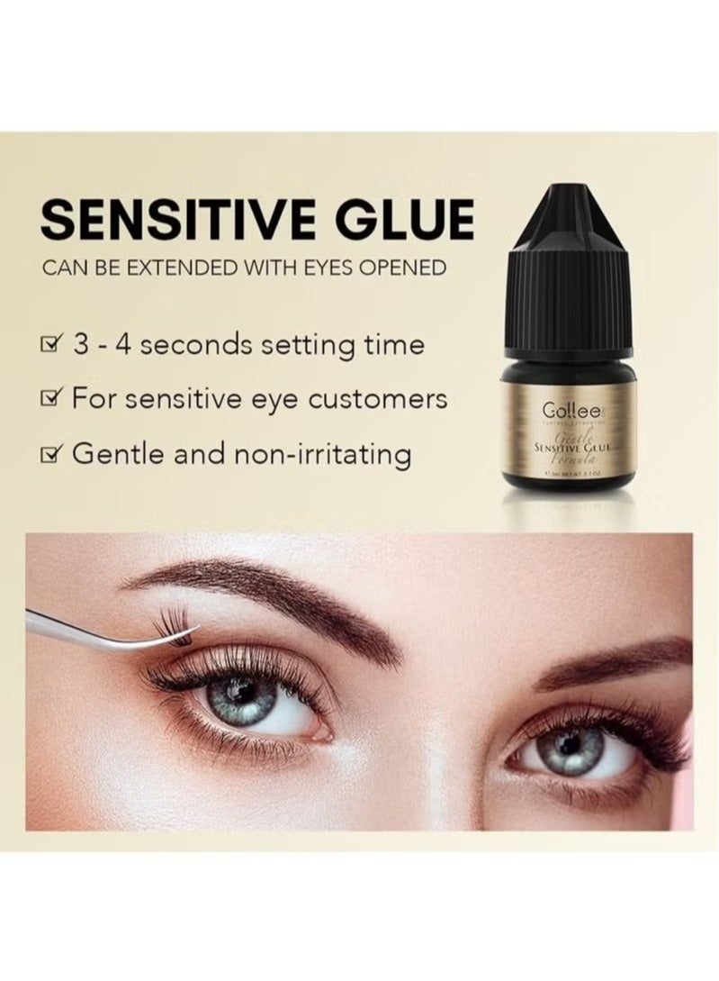 GOLLEE Eyelash Extension Sensitive Glue, DIY Lashes Extension, Extra Strong Evolution Eyelash Extension Glue, Eyelash Extensions Glue, Waterproof and Oil Resistant, Lash Extension Adhesive, 3ml - Image 5