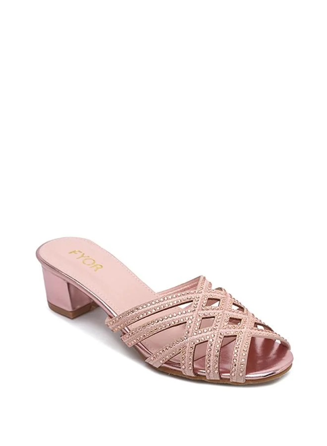 فايور Crystal-Studded Multi Strap Block Heel MY 400