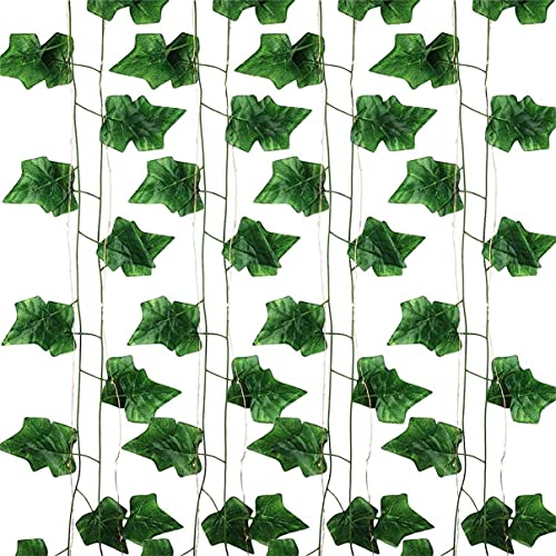 Comtelek 12 Pack Fake Vines for Room Decor with 100 LED String Light Artificial Ivy Garland Hanging Plants Faux Greenery Leaves Bedroom Aesthetic Decor for Home Garden Wall Wedding - Image 4