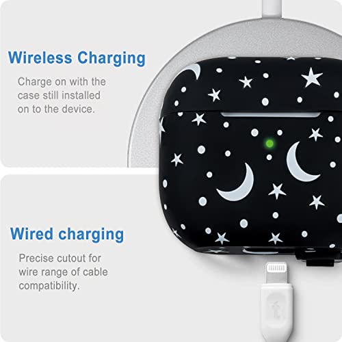 Gawnock Moon Star Silicone Compatible with AirPods 3 Case 2021, Gawnock Soft Case for Compatible with AirPods 3rd Generation Print Cover for Women Girls with Keychain (Moon/Star) - Image 3
