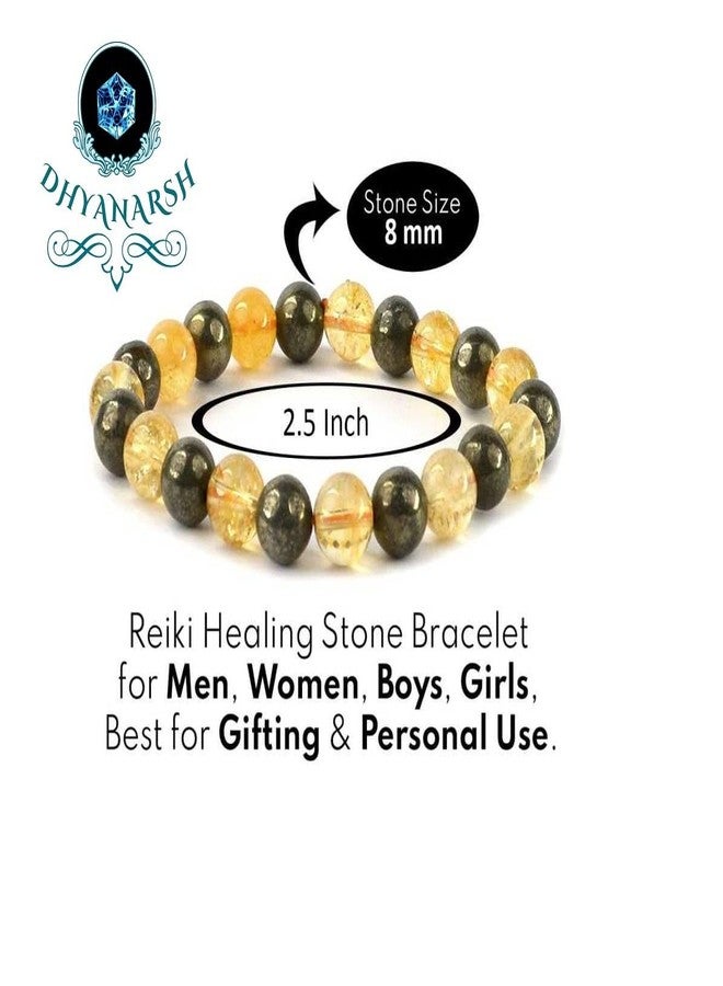 DHYANARSH Citrine and Pyrite beads Bracelet 8mm Gemstone Stretch Bracelet - Image 4
