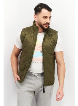 Men Sportswear Fit Padded Outdoor Vest Jacket, Olive