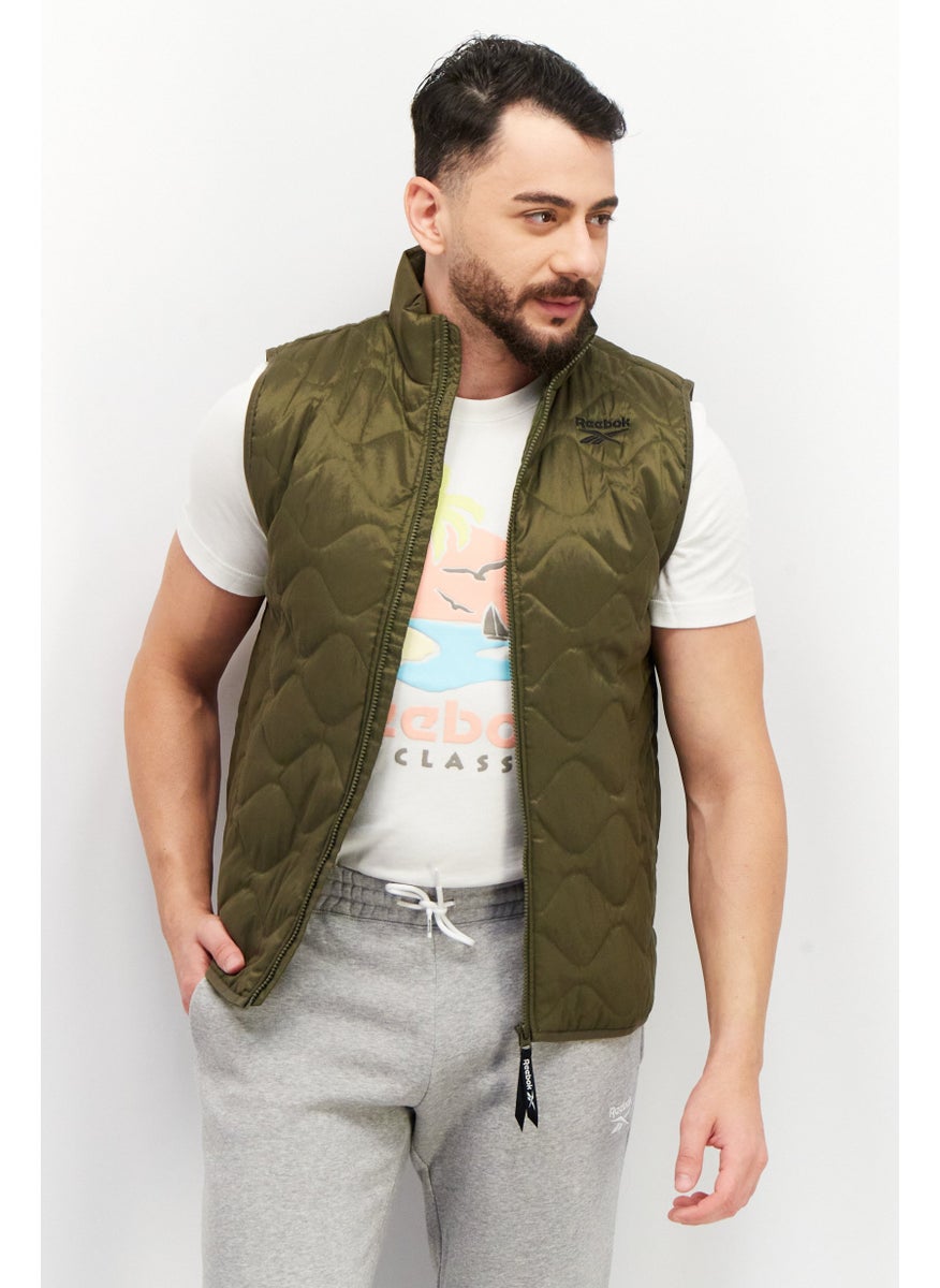 Reebok - Men Sportswear Fit Padded Outdoor Vest Jacket, Olive - Image 1