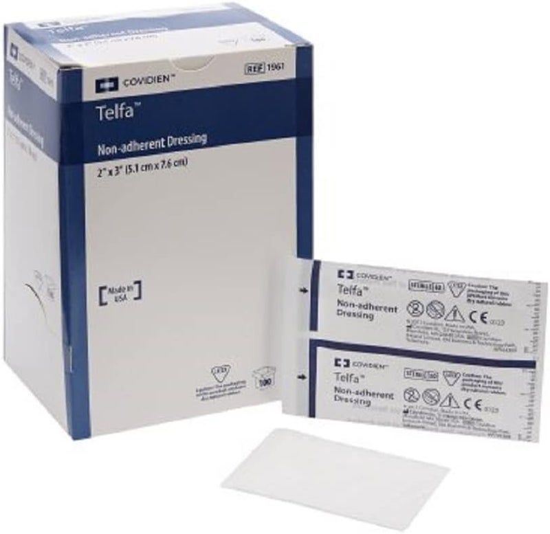 Kendall Telfa Ouchless Non-Adherent Dressings - Sterile - 2X3 - Box of 100 - Model 1961