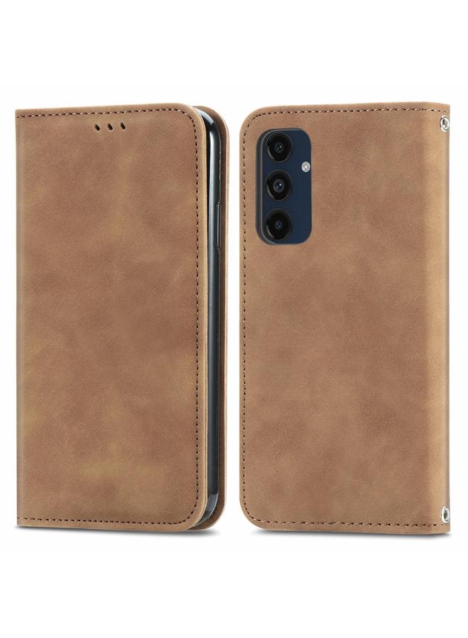S-TOP Case For Samsung Galaxy S24 FE 5G Retro Skin Feel Magnetic Leather Phone Case - Image 1