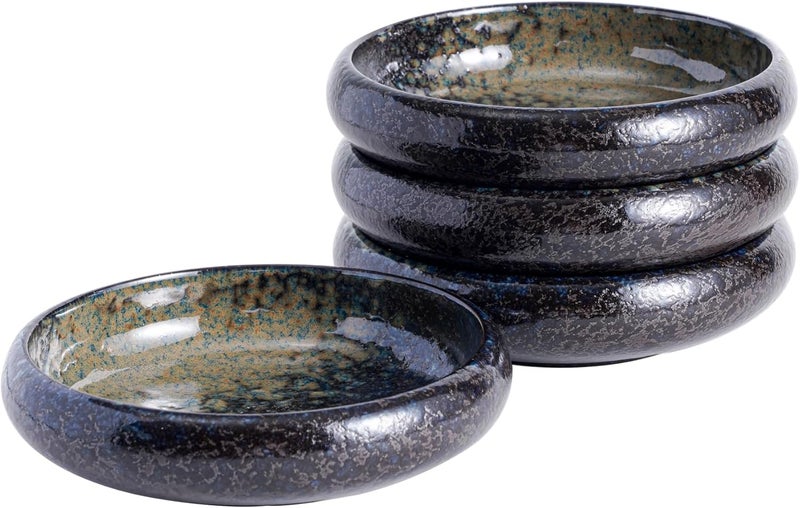 Uaral Japanese Salad PlateBlue Plates and Bowls SetStoneware Plate SetAppetizer Plates Set of 455inch14ozNebula Blue - Image 1