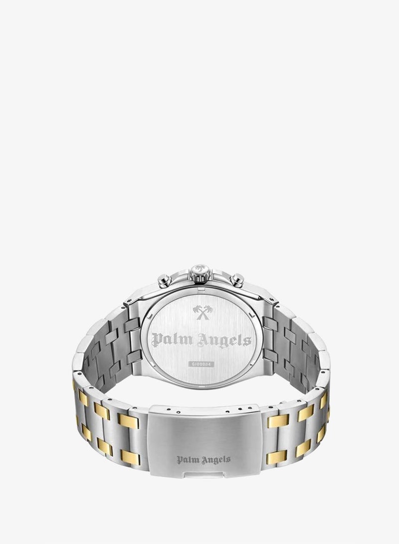 Palm Angels Imperium Silver Dial Silver Gold Stainless Steel Bracelet Dual Time Watch for Men, 43mm - Image 3