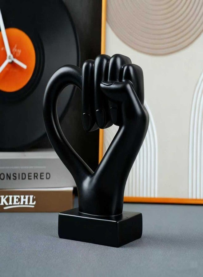 Coniuty Eclectic Heart Hand Sculpture | Love Peace Sign Grasping Gesture Statue Home Decor for Living Room, Bedroom | Gift for Birthday, San Valentine, Anniversary and Christmas (Black) - Image 1