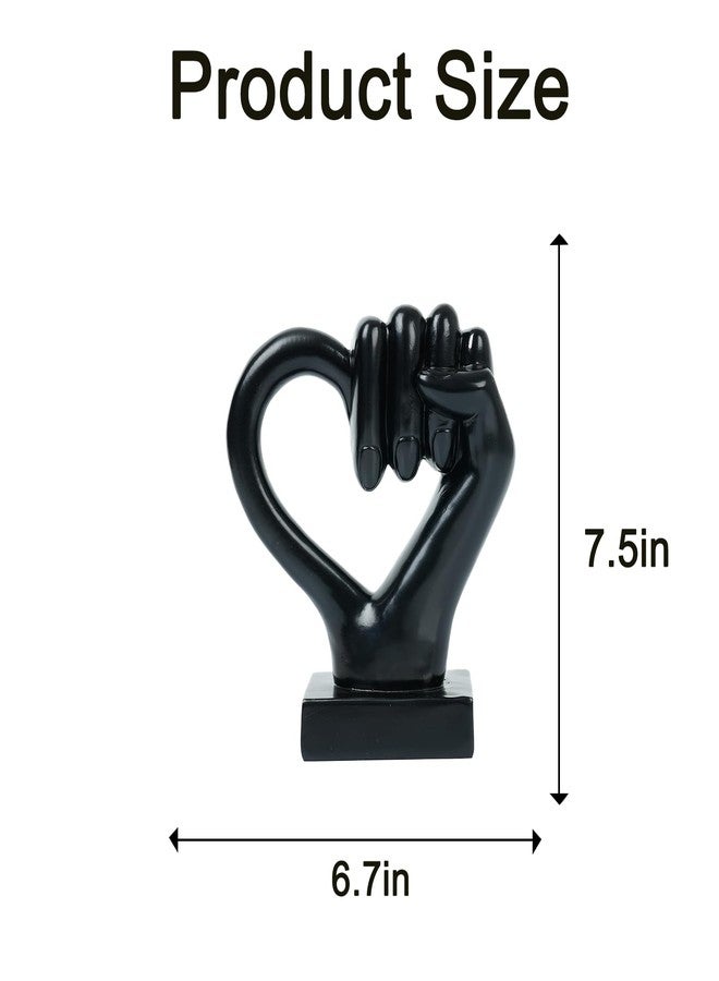 Coniuty Eclectic Heart Hand Sculpture | Love Peace Sign Grasping Gesture Statue Home Decor for Living Room, Bedroom | Gift for Birthday, San Valentine, Anniversary and Christmas (Black) - Image 2