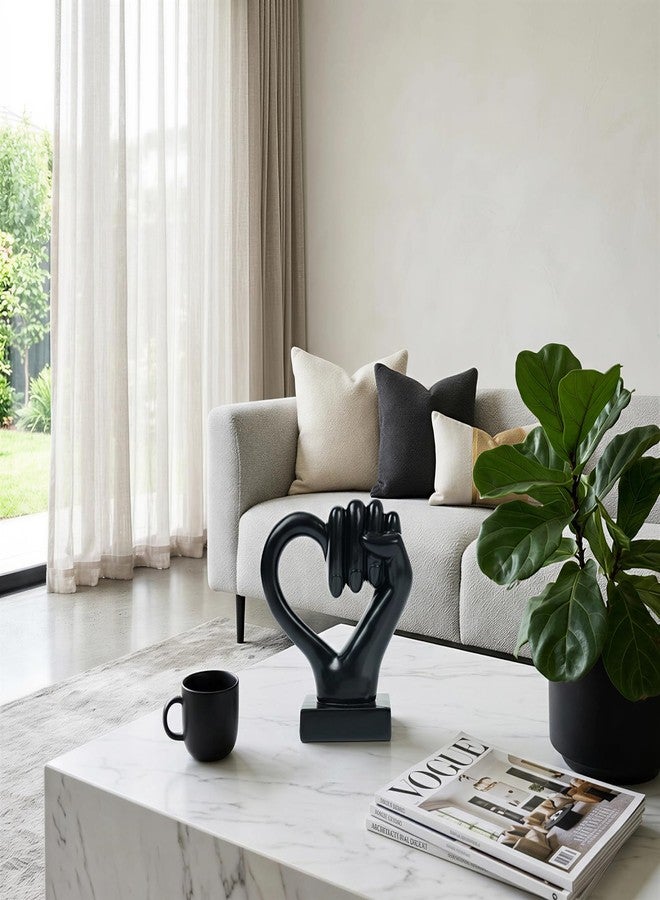 Coniuty Eclectic Heart Hand Sculpture | Love Peace Sign Grasping Gesture Statue Home Decor for Living Room, Bedroom | Gift for Birthday, San Valentine, Anniversary and Christmas (Black) - Image 5