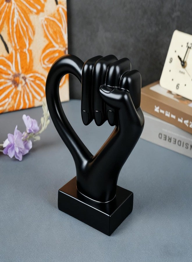 Coniuty Eclectic Heart Hand Sculpture | Love Peace Sign Grasping Gesture Statue Home Decor for Living Room, Bedroom | Gift for Birthday, San Valentine, Anniversary and Christmas (Black) - Image 3