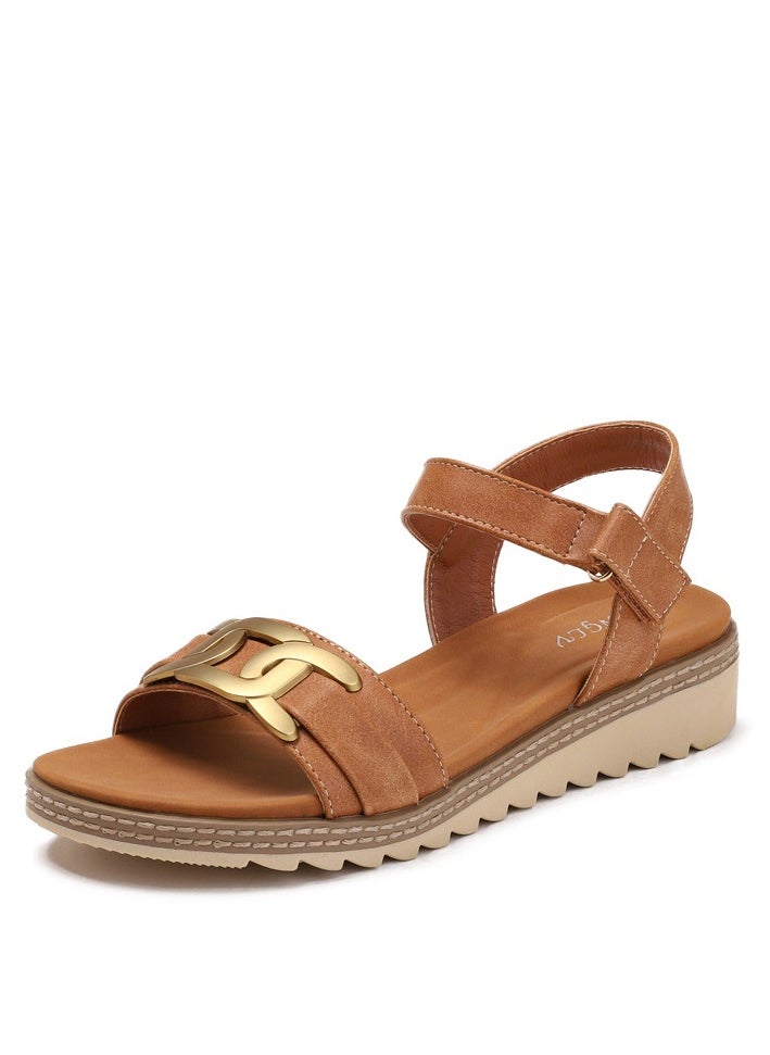 SIKETU Summer New Women's Outdoor Leisure Beach Slope and Roman Sandals  - Image 1