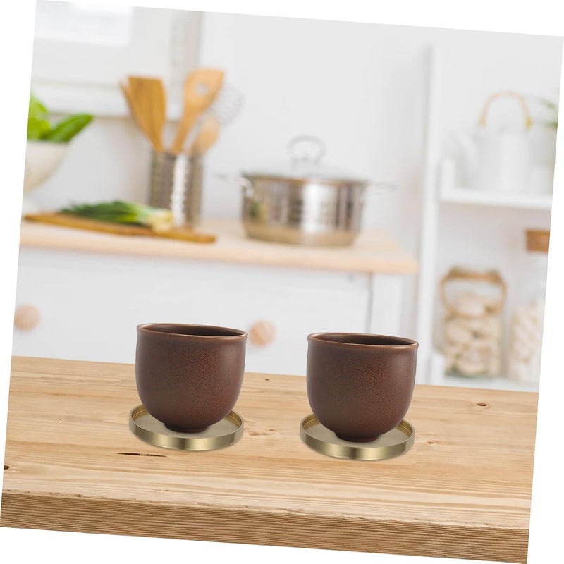 3pcs Brass Set - Tea Pads for Home Decor Non- Water Mug Mats Elegant Cup Insulation for Dining Tables - Image 5