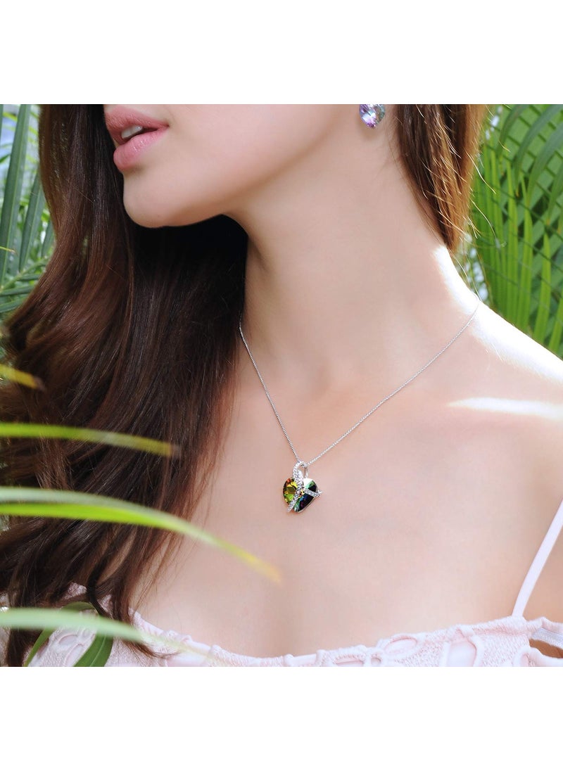 PLATO H PLATO H Heart Pendant Necklace, Infinity Wrap Crystal Charm, Elegant Gift for Women Birthdays, Anniversaries, Valentine's Day, Christmas Necklace, Rainbow  - Image 3
