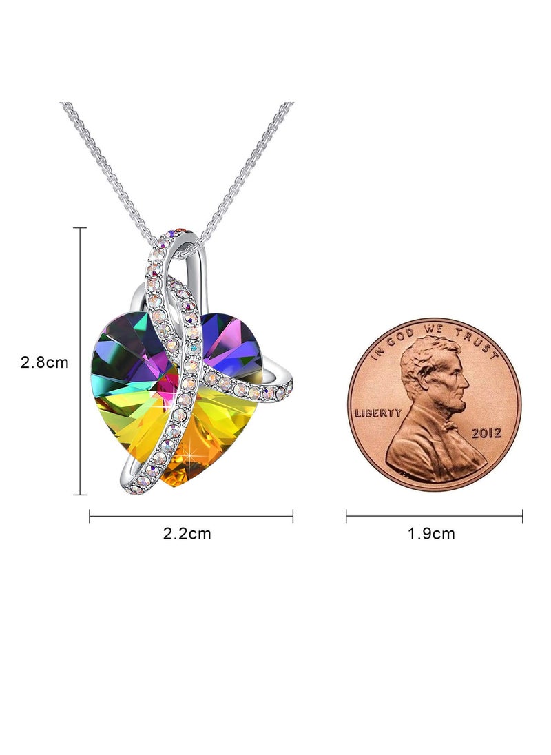 PLATO H PLATO H Heart Pendant Necklace, Infinity Wrap Crystal Charm, Elegant Gift for Women Birthdays, Anniversaries, Valentine's Day, Christmas Necklace, Rainbow  - Image 4