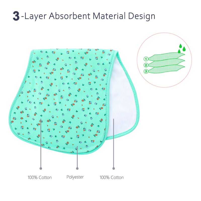 Hakochia Burp Cloths for Baby Girls Organic Cotton Large Burp Clothes Extra Absorbent Soft Burping Rags Spit Up Cloth Sets for Newborns 8 Pack - Image 3