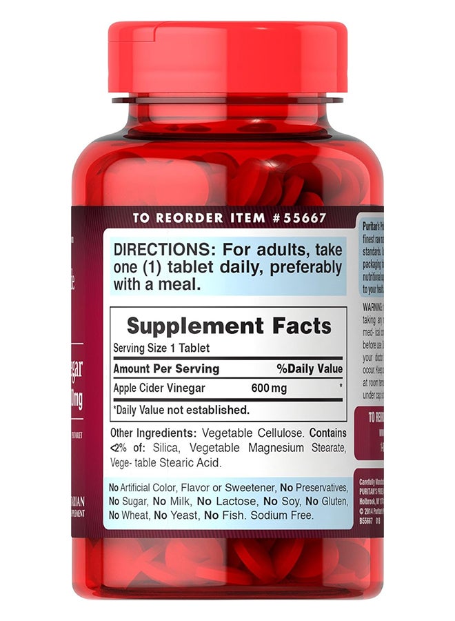 Puritan's Pride Apple Cider Vinegar Tablets 600 Mg 200 Pieces - Image 3