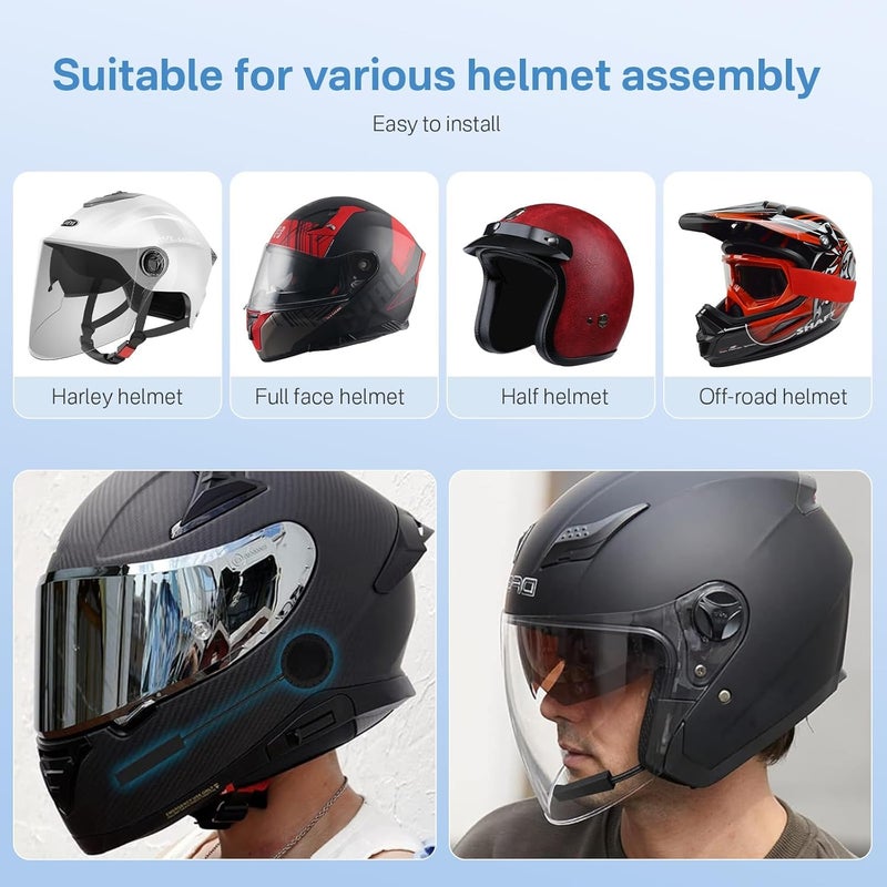 SHOPEE خوذة دراجة نارية مع سماعة بلوتوث 5.3، مكبرات صوت لاسلكية خارجية لسماعات خوذة مع صوت ستيريو HiFi، بطارية 900 مللي أمبير، سماعة رأس تلقائية للمكالمات بدون استخدام اليدين لرياضة الدراجات النارية والركوب على الدراجات - Image 4