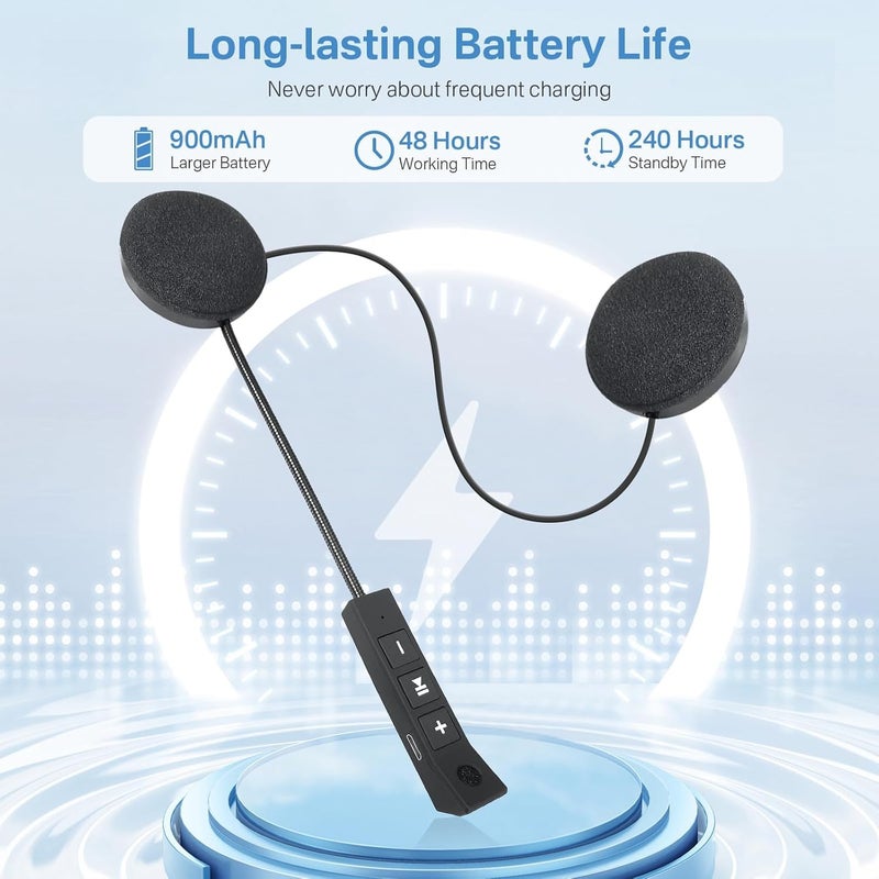 SHOPEE خوذة دراجة نارية مع سماعة بلوتوث 5.3، مكبرات صوت لاسلكية خارجية لسماعات خوذة مع صوت ستيريو HiFi، بطارية 900 مللي أمبير، سماعة رأس تلقائية للمكالمات بدون استخدام اليدين لرياضة الدراجات النارية والركوب على الدراجات - Image 5