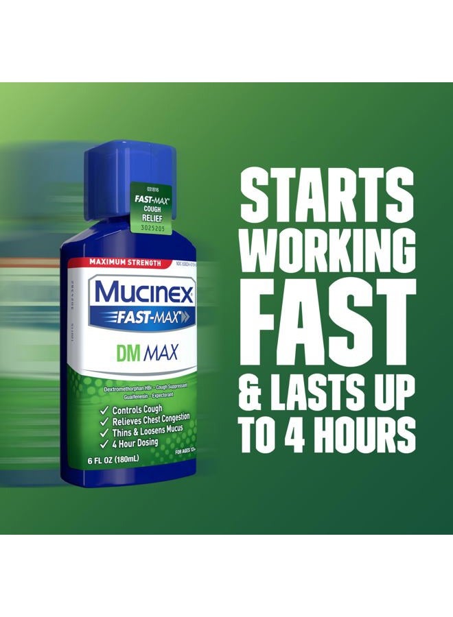 MUCINEX دواء السعال والبرد السائل DM Max للبالغين، دواء البرد والإنفلونزا لتخفيف المخاط الزائد، جوايفينيسين وديكستروميثورفان طارد للبلغم ومزيل للاحتقان للبالغين، موصى به من قبل الأطباء، 6.0 أونصة سائلة - Image 5
