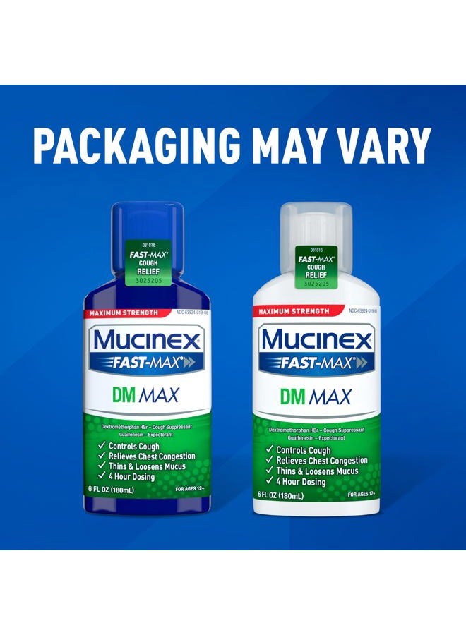MUCINEX دواء السعال والبرد السائل DM Max للبالغين، دواء البرد والإنفلونزا لتخفيف المخاط الزائد، جوايفينيسين وديكستروميثورفان طارد للبلغم ومزيل للاحتقان للبالغين، موصى به من قبل الأطباء، 6.0 أونصة سائلة - Image 2