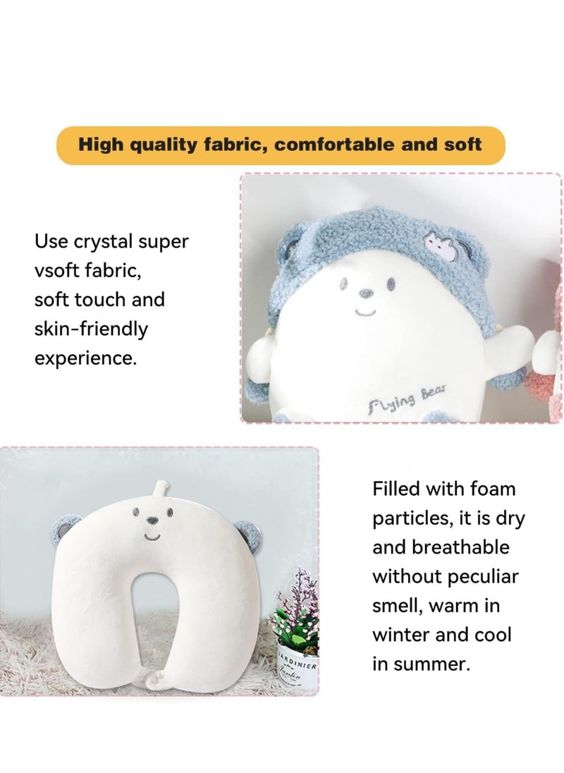 SYOSI - Travel Pillow Kid, 2-in-1 Travel Pillow for Kids, Neck,  Soft and Adorable Bear Animals Plushie That Converts into a U-Shaped Neck Pillow for Ultimate Comfort During Airplane, Car, Train, Bus Trip - Image 1