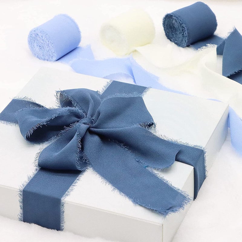 Ins Hand-Ripped Rouge Chiffon Ribbon Wedding Hand-Held Flower Tassel Ribbon Bow Decorative Snow Yarn Silk Cloth Strip - Image 5