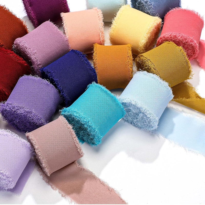 Ins Hand-Ripped Rouge Chiffon Ribbon Wedding Hand-Held Flower Tassel Ribbon Bow Decorative Snow Yarn Silk Cloth Strip - Image 2