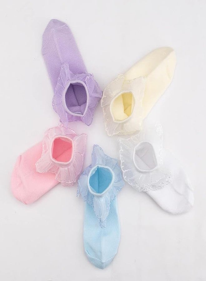 Yanwenx Girls Frill Socks Ankle length Princess Socks Beautiful Fancy Frill Soft Cotton Socks For Girl Lace Bootie Socks Set Of 5,6-12 Months - Image 3