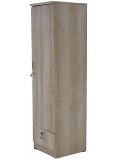 Generic Rustic Solid Wood 1 Door Wardrobe Cabinet with Drawer, Lock, Keys, and Shelves, Suitable for small rooms - 50 x 52 x 190 cm Light Brown Finish  - Image 1