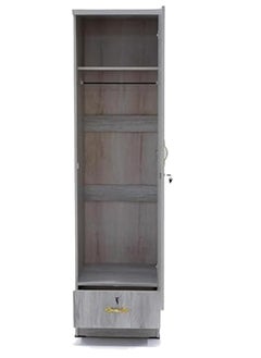 Generic Rustic Solid Wood 1 Door Wardrobe Cabinet with Drawer, Lock, Keys, and Shelves, Suitable for small rooms - 50 x 52 x 190 cm Light Brown Finish  - Image 2