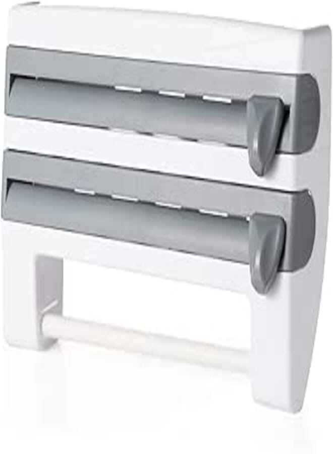 Spaceshoop 4-in-1 Wall Mount Foil & Plastic Wrap Dispenser with Cutter