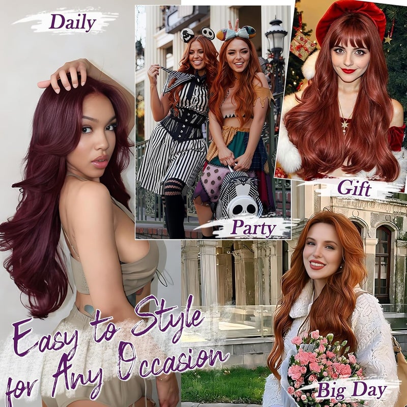 BARSDAR Dark Burgundy Clip in Hair Extensions - 20 Inch Loose Wavy Clip in Hair Extensions for Women, 5 PCS Layered Red Extension Lace Weft Voluminous Soft Synthetic Burgundy Hairpieces - Image 5