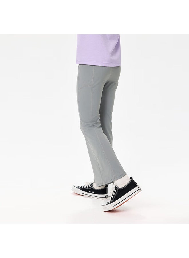 Ebaer Girls' Flared Pants, Summer New Style Children's Outdoor Sports Long Pants, Slightly Flared Yoga Pants, Light Mist Gray, Size 140 - Image 3