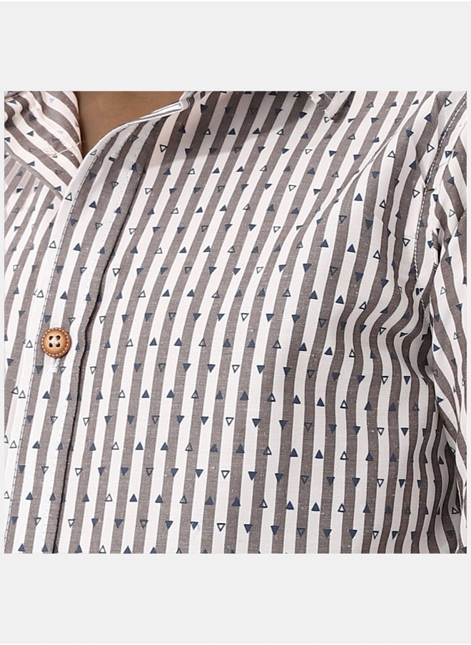 Andora - Turn Down Collar Striped Boys Shirt - Image 1