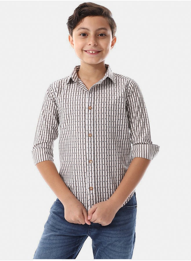 Andora - Turn Down Collar Striped Boys Shirt - Image 1