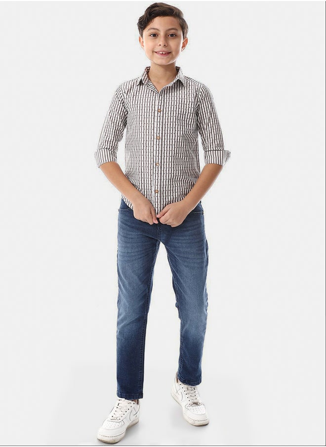 Andora - Turn Down Collar Striped Boys Shirt - Image 1