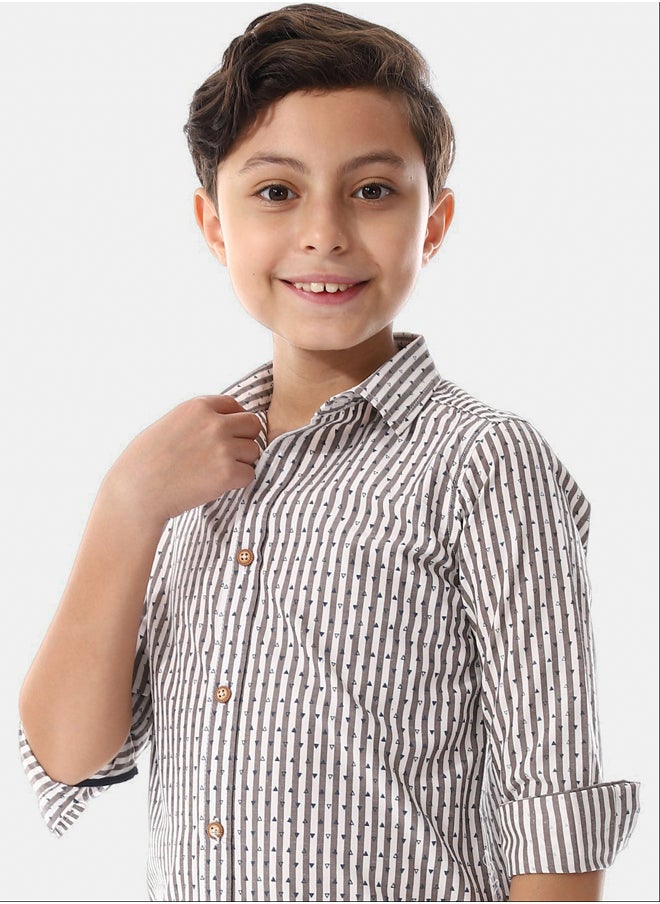 Andora - Turn Down Collar Striped Boys Shirt - Image 1