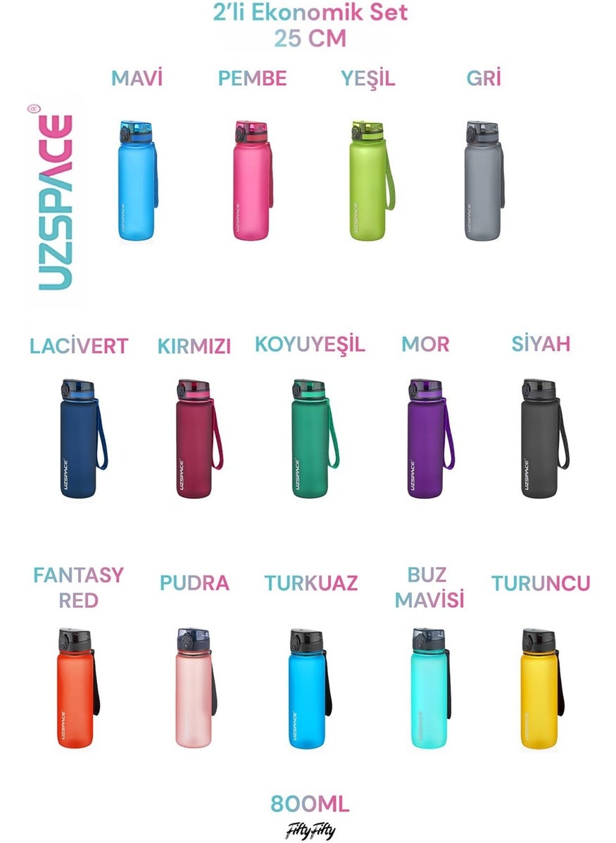 UZSPACE 2 Pcs Tritan Flask Set 800 ml 14 Different Color Options Fiftyfifty  - Image 4