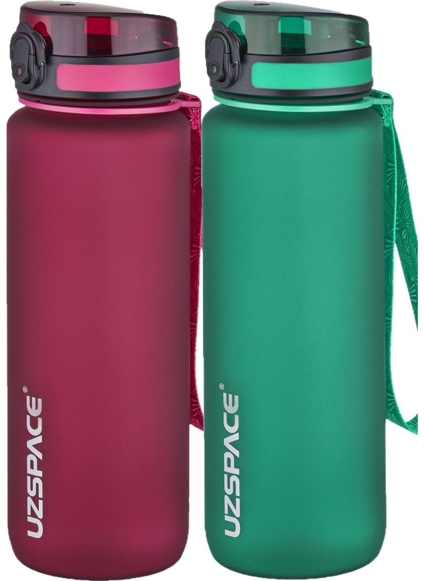 UZSPACE 2 Pcs Tritan Flask Set 800 ml 14 Different Color Options Fiftyfifty  - Image 1