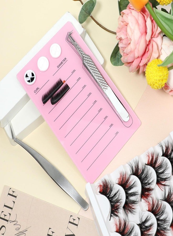 Sliverdew Acrylic Eyelash Extension Eye Lash Pallet Tool Acrylic Lash Tile holder Grafting False Eyelash Organizer Extension Pad with Suction for Tweezers, Pink - Image 5